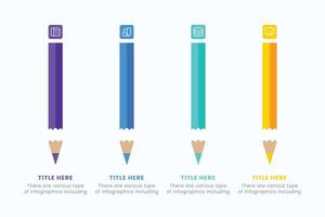 Pencil infographic design template with 4 step for education and Business Concepts, Modern Presentation vector