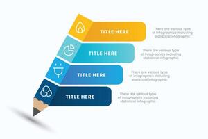 Pencil infographic design template with 4 step for education and Business Concepts, Modern flat illustration for presentation vector