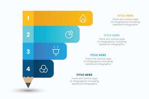 Pencil infographic design template with 4 step for education and Business Concepts, Modern flat illustration vector