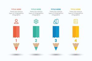 Pencil infographic design template with 4 step for education and business concept, Illustration for presentation vector