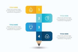 Pencil infographic design template with 4 step for education and Business Concepts, Modern illustration for presentation vector