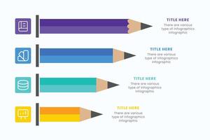 Pencil infographic design template with 4 step for education and Business Concepts, Modern flat for presentation vector