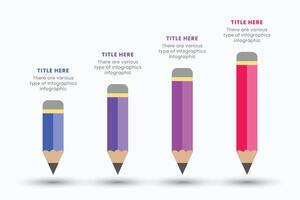 Pencil infographic design template with 4 step for education and Business Concepts, Illustration for presentation vector