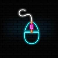 neon style, computer mouse icon,computer mouse simple line art, perfect for logos. vector