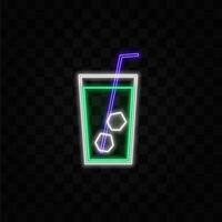 Alcohol drink icons.alcoholic drinks. neon style. Summer non-alcoholic drinks with lemon, lime and mint ice cubes. Whiskey on the rocks, tequila, vodka, sambuca, mojito and martini vector