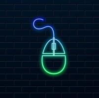 computer mouse icon, neon style, computer mouse line art - simple computer mouse line art, perfect for computer mouse logos and icons vector