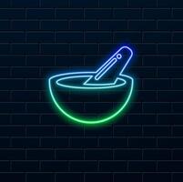 Bowl With Spoon. neon style.pylon on background.premium quality symbols. icons for concept and graphic design. vector