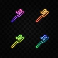 Toothbrush and paste color icon. neon style. vector