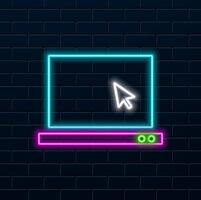 Laptop with cursor on screen illustration in modern design MacBook Pro series. neon style. vector