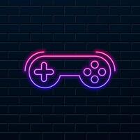 icon, joystick and solid icon, neon style. Electronic concept, gamepad controller sign, game joystick icon in outline style for mobile concept and web design. graphics vector