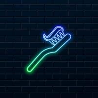 Toothbrush icon illustration design. neon style.Toothbrush and paste color icon. neon. vector