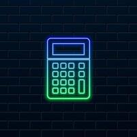 Calculator icon. Accounting sign. neon style. Calculate Financial Symbol - Stock vector