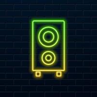 icon, music speaker and notes icon, flat style. neon style.audio wave smart speaker icon color outline vector