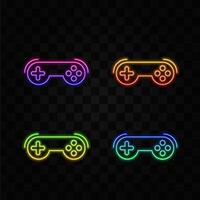 Joystick line and solid icon, neon style.electronic concept, gamepad controller sign, game joystick icon in outline style for mobile concept and web design. graphics vector