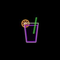 alcoholic beverages. neon style. Summer non-alcoholic drinks with lemon, lime and mint ice cubes. Whiskey on the rocks, tequila, vodka, sambuca, mojito and martini vector