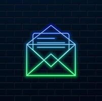 Email, marketing, contact us, envelope icon image.neon style.web apps, mobile apps and print media. vector