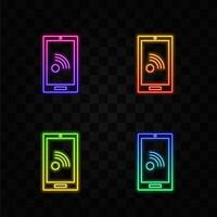 mobile network glyph icon computing symbol,neon style,mobile wifi cloud file vector
