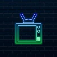 SmartTV icon. neon style.Solid icon illustration. For website design, logo, app, template, UI, vector