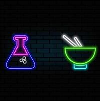 neon style.chemical flask in laboratory research concept.Laboratory Flask Glass Icon Logo Template Illustration Design. neon style. vector