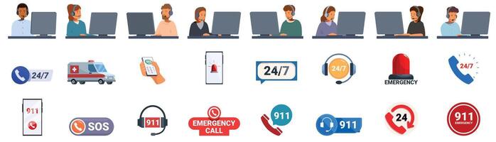 Emergency call center with support personnel vector