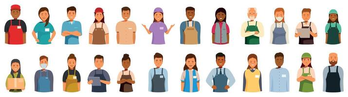 Diverse people in uniforms and aprons vector