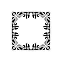 Elegant Black Leaf Frame on White Background - Leaves vector