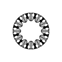 Abstract Floral Patterned Plate in Monochrome, Minimalist vector