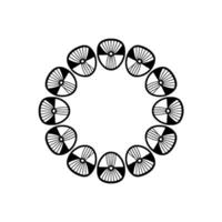 Minimalist Floral Wreath in Black and White vector
