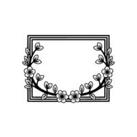 Black and White Floral Frame Template, Minimalist vector