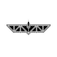 Geometric Batwing with Skyscraper, Minimalist vector