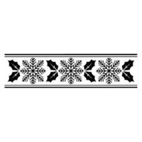 Christmas Border Ornament Black Snowflakes Holly on White vector