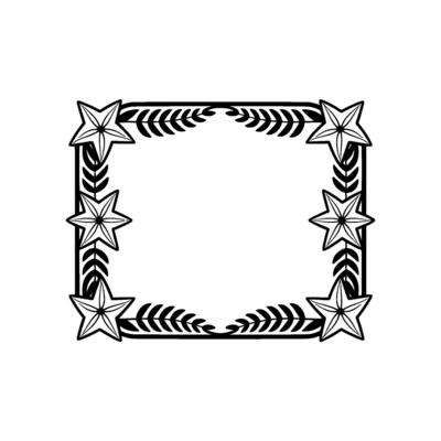 Floral Star Frame, Black and White Border for Invitations and Decor