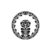 Elegant Black Rose Crest on White Botanical Emblem vector
