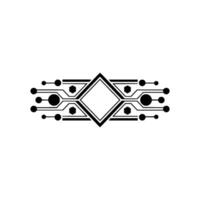 Geometric Tech Element, Minimalist Circuitry on White vector