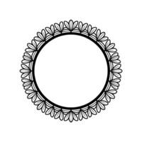 Elegant Black Floral Circle Frame on White Background - Pattern vector