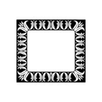 Ornate Black and White Square Frame with Golden Accents, Decorative Border vector