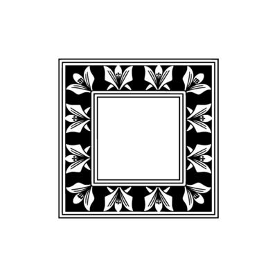 Elegant Floral Frame in Black and White, Minimalist - Border