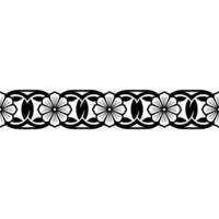 Floral Border Ornament, Black and White Pattern on White Background vector