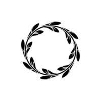 Elegant Black Leaf Wreath on White Background - Leaves vector