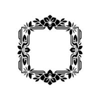 Elegant Floral Frame in Black White vector
