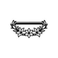 Floral Frame Illustration Black and White, Minimalist vector