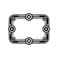 Steampunk Gear Border Illustration Rectangular Frame, , Black White vector
