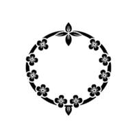 Floral Circle Frame, Minimalist Black and White - Wreath vector