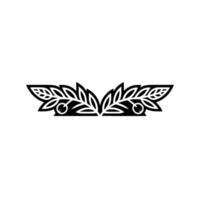 Minimalist Leaf Border, Black and White Element vector