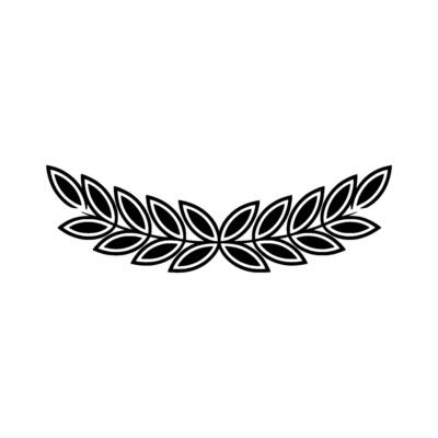 Elegant Black White Laurel Wreath Illustration, Minimalist