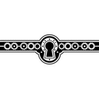 Mechanical Keyhole Modern Geometric, Black and White Illustration vector