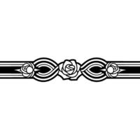 Art Deco Floral Border Black White Roses on White vector