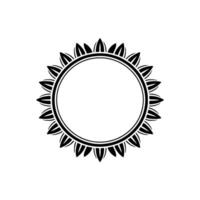 Elegant Sunflower Emblem Black and White Circle Frame vector