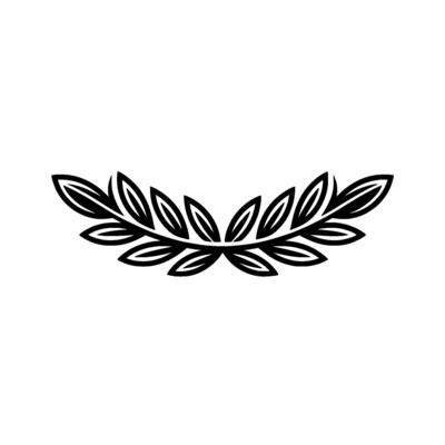 Black Laurel Wreath on White, Minimalist, Celebration, Award, Emblem