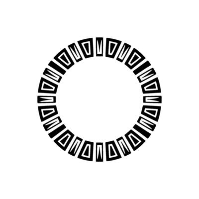 Geometric Black Circle Frame on White Background - Minimalist